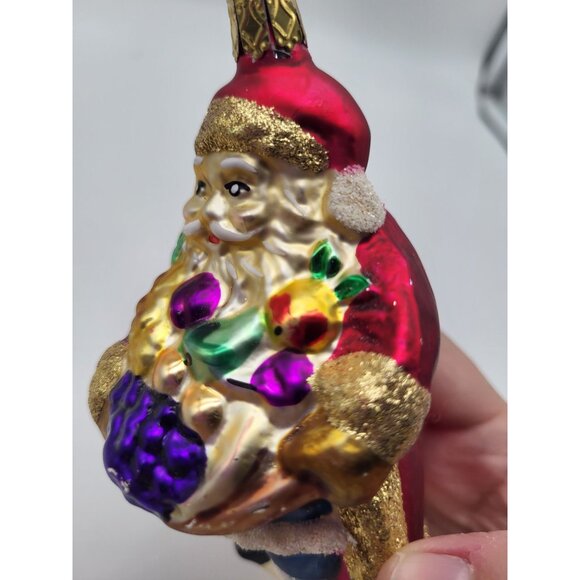 Vintage 1998 Inge Glas Bountiful Santa Blown Glass Ornament Holiday Christmas - Picture 4 of 11